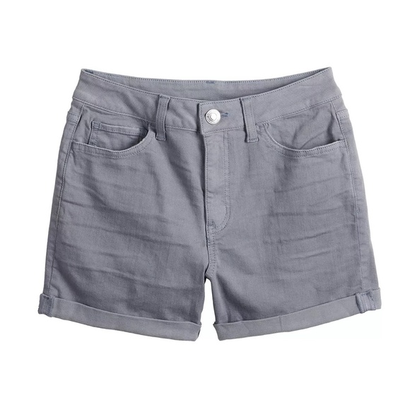 *SO* Gray Junior's High Rise Favorite Midi Shorts Size 13 - Picture 1 of 6